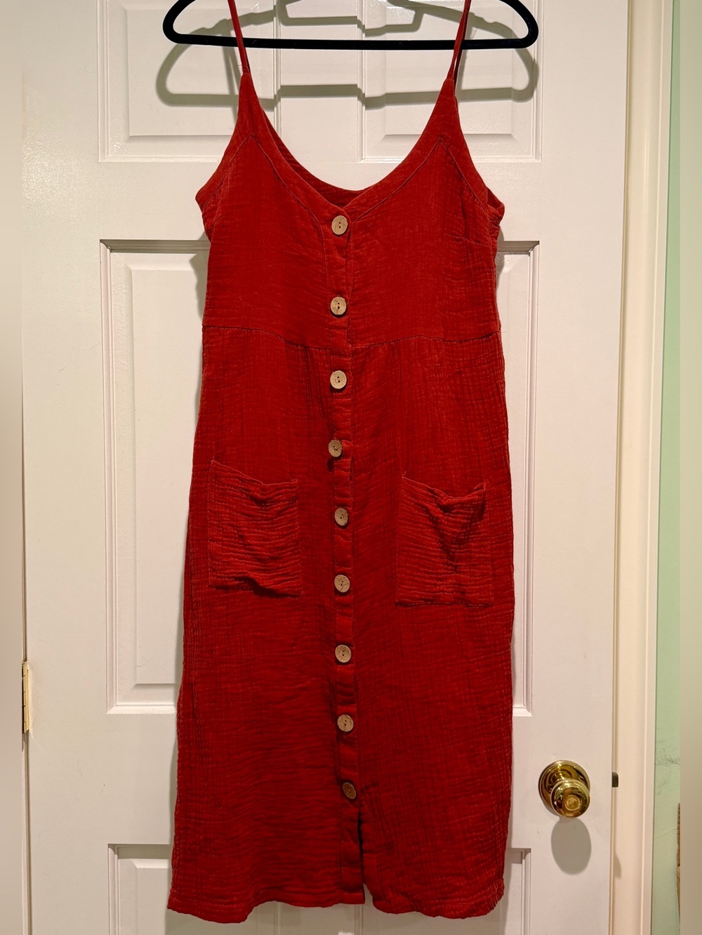 Red Linen Midi Dress